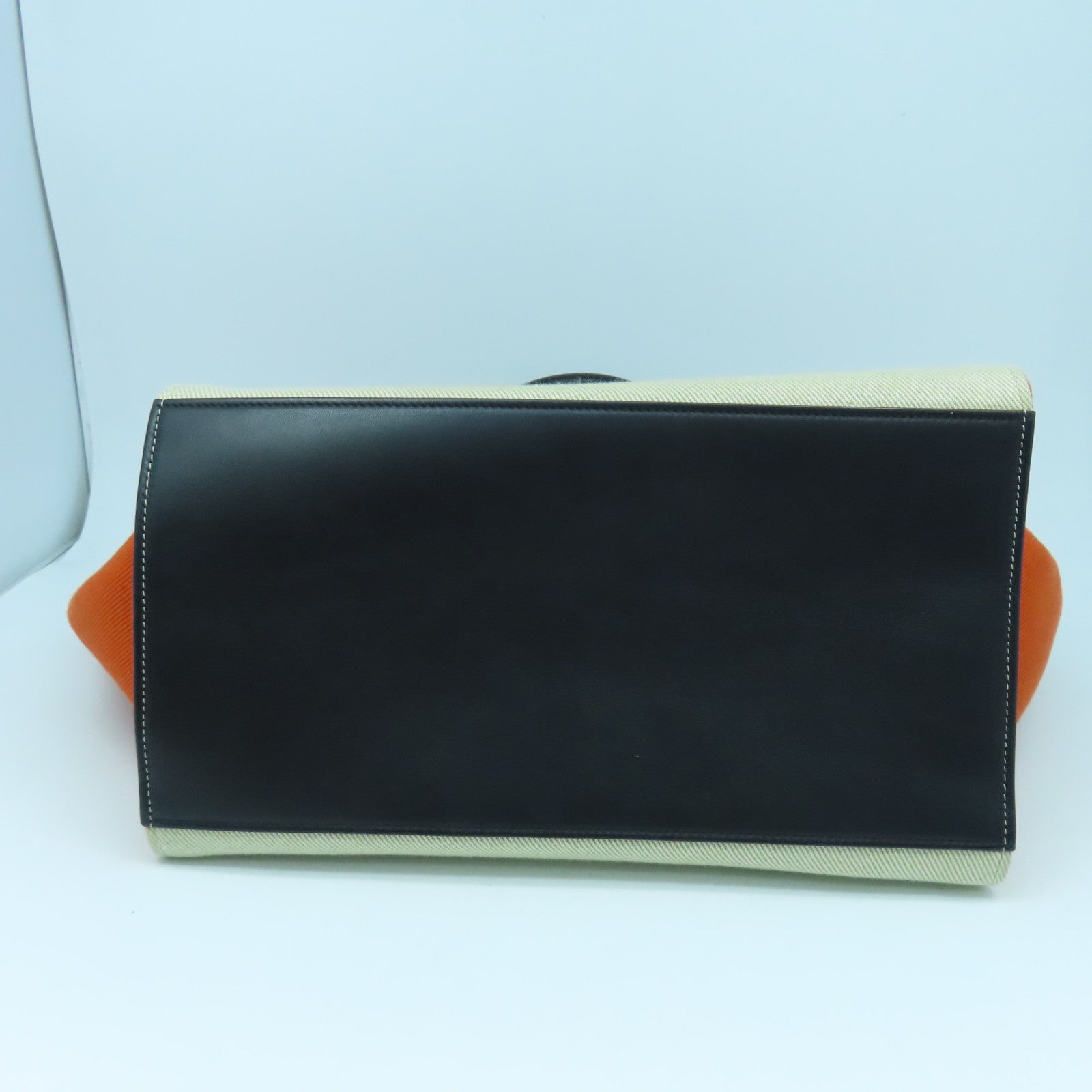 CELINE 帆布/牛皮皮革Trapeze Shoulder Bag金扣手挽肩背兩用袋黑色/橙色/白色