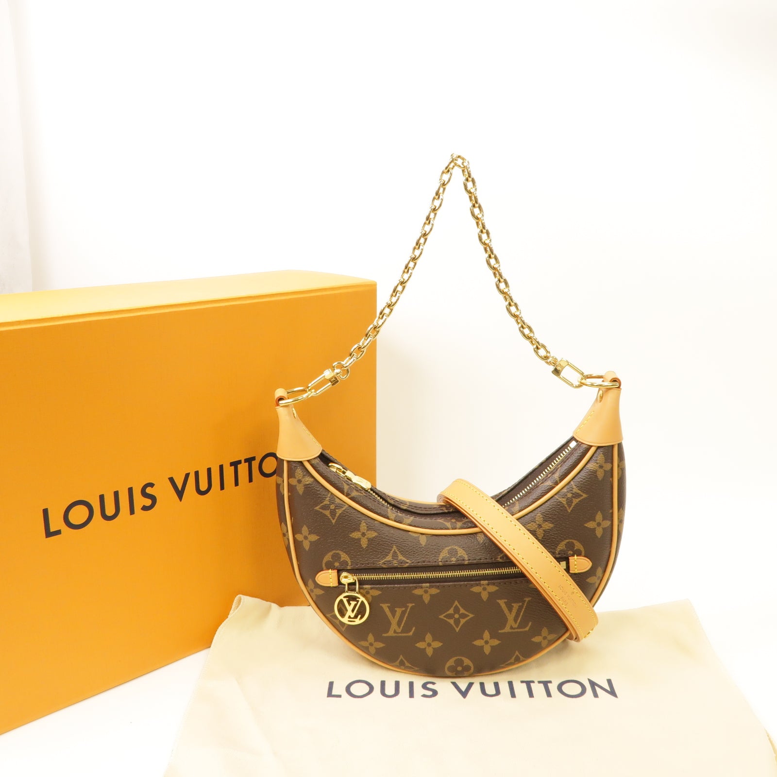 LOUIS VUITTON Monogram Loop金扣手挽肩背兩用袋棕色
