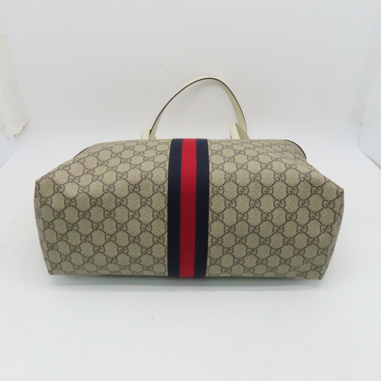 GUCCI 塗層帆布Ophidia金扣手挽袋/肩背袋白色/啡色