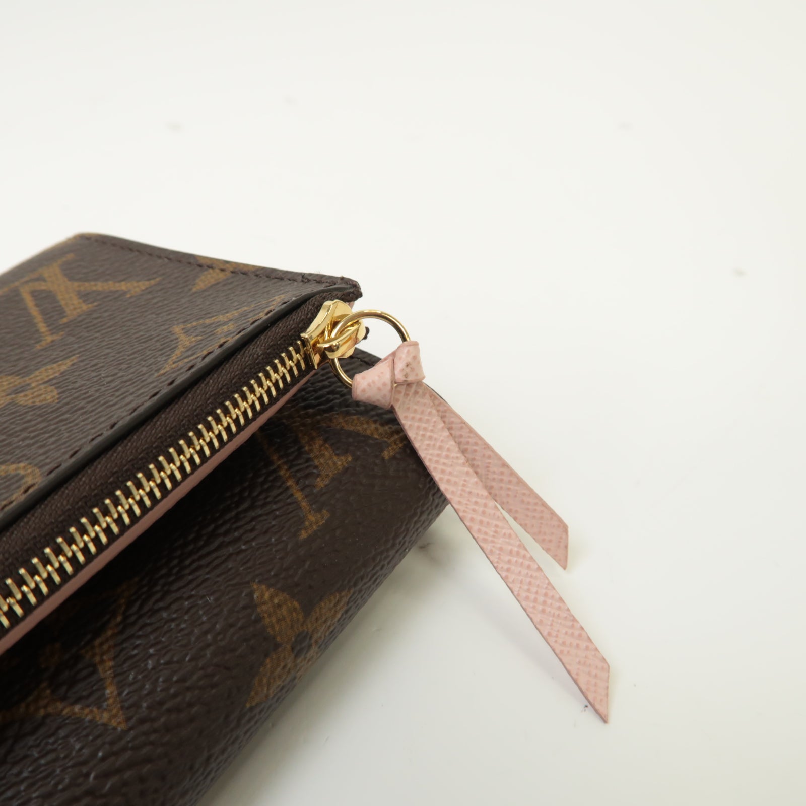 LOUIS VUITTON Monogram Wallet金扣錢包棕色/粉紅色