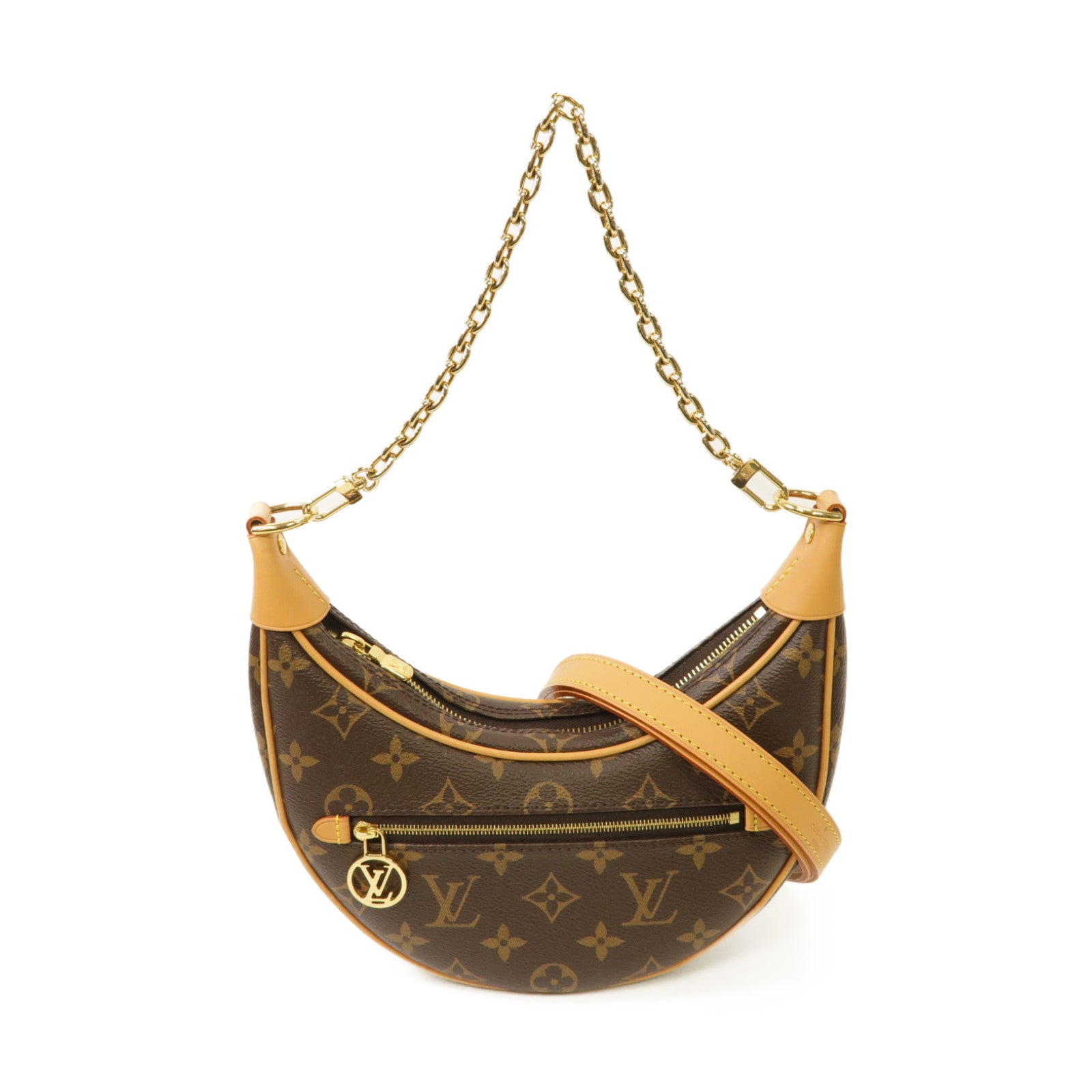 LOUIS VUITTON Monogram Loop金扣手挽肩背兩用袋棕色