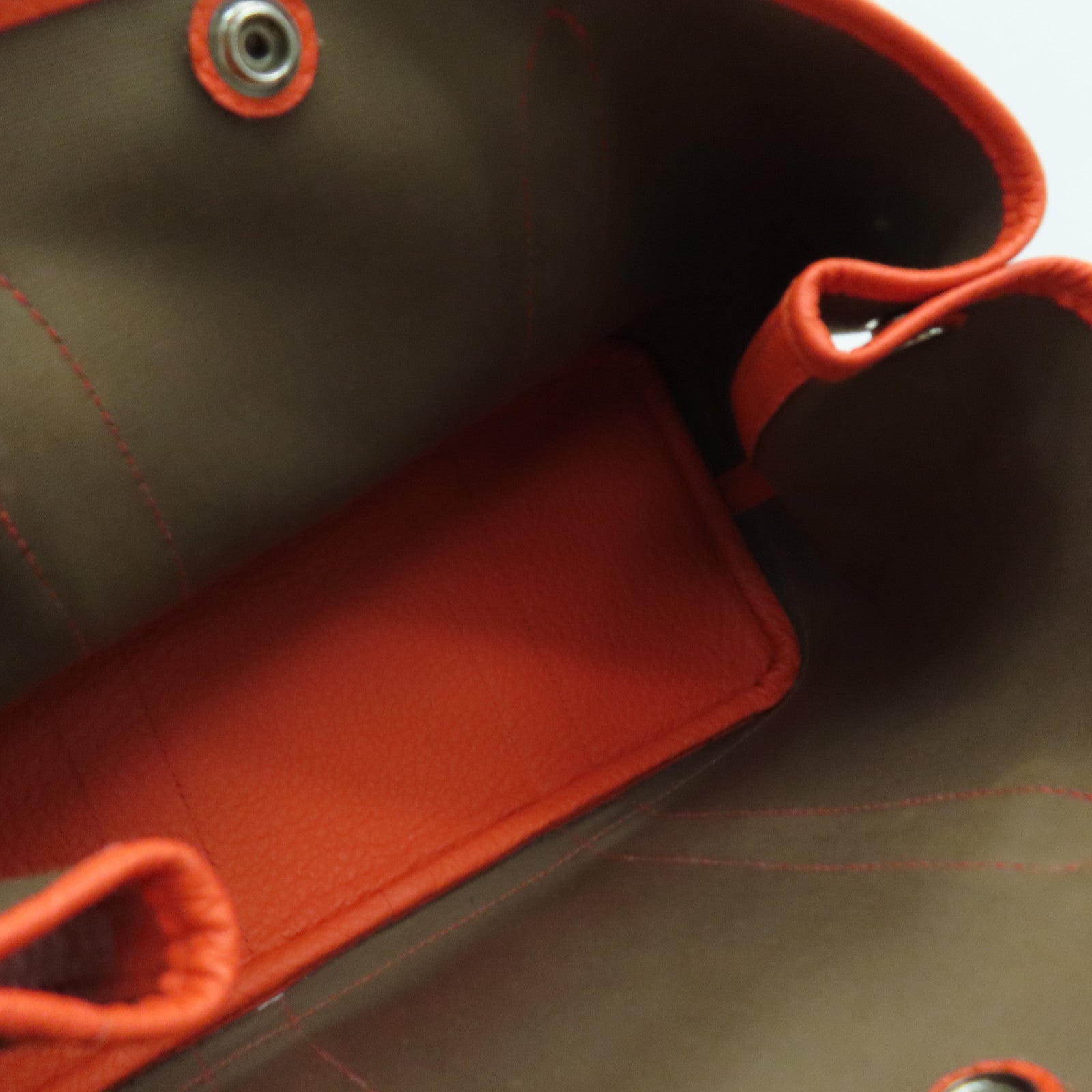 HERMES 帆布Garden Party TPM Tote Bag銀扣手挽袋啡色橙色
