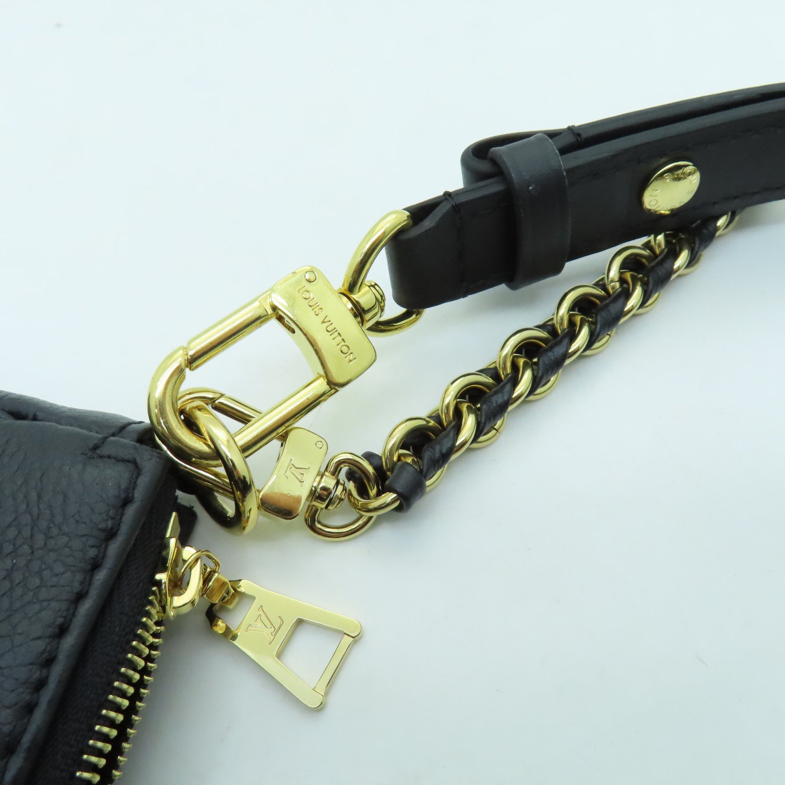 LOUIS VUITTON Monogram Empreinte Multi Pochette Accessoires Gold Buckle Shoulder Bag Black