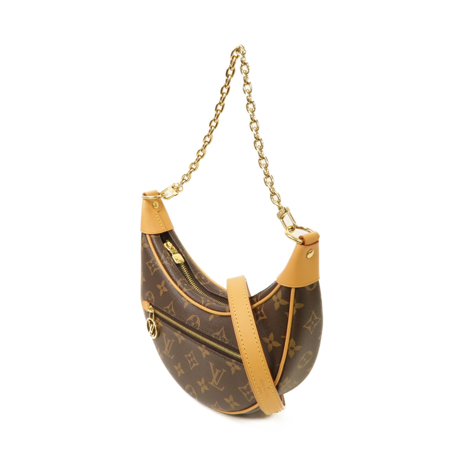 LOUIS VUITTON Monogram Loop金扣手挽肩背兩用袋棕色
