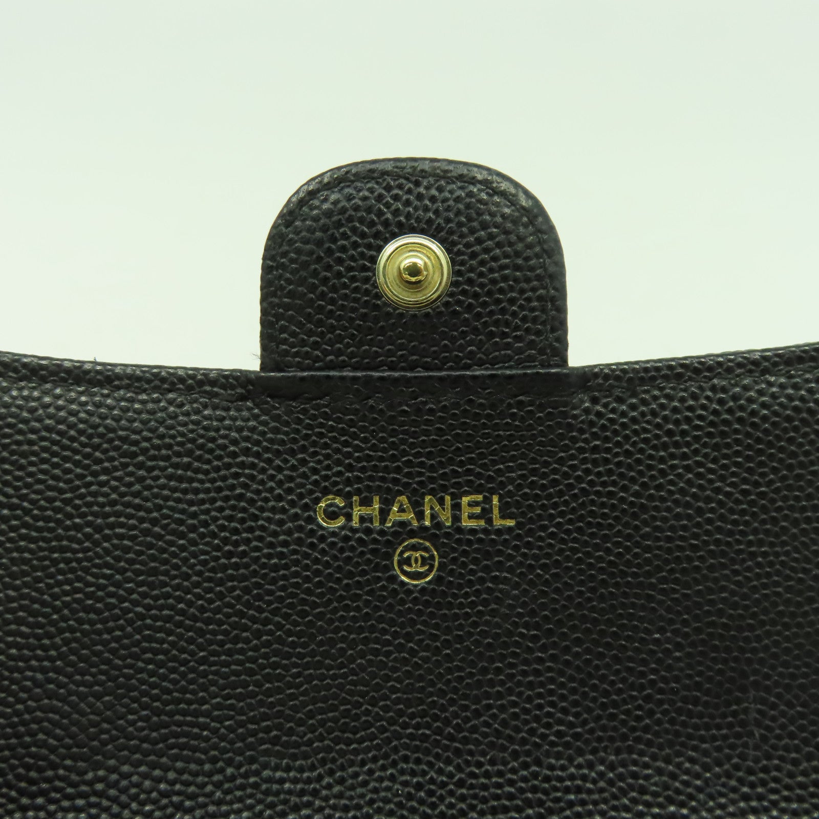 CHANEL 菱格Caviar皮革Wallet金扣錢包黑色