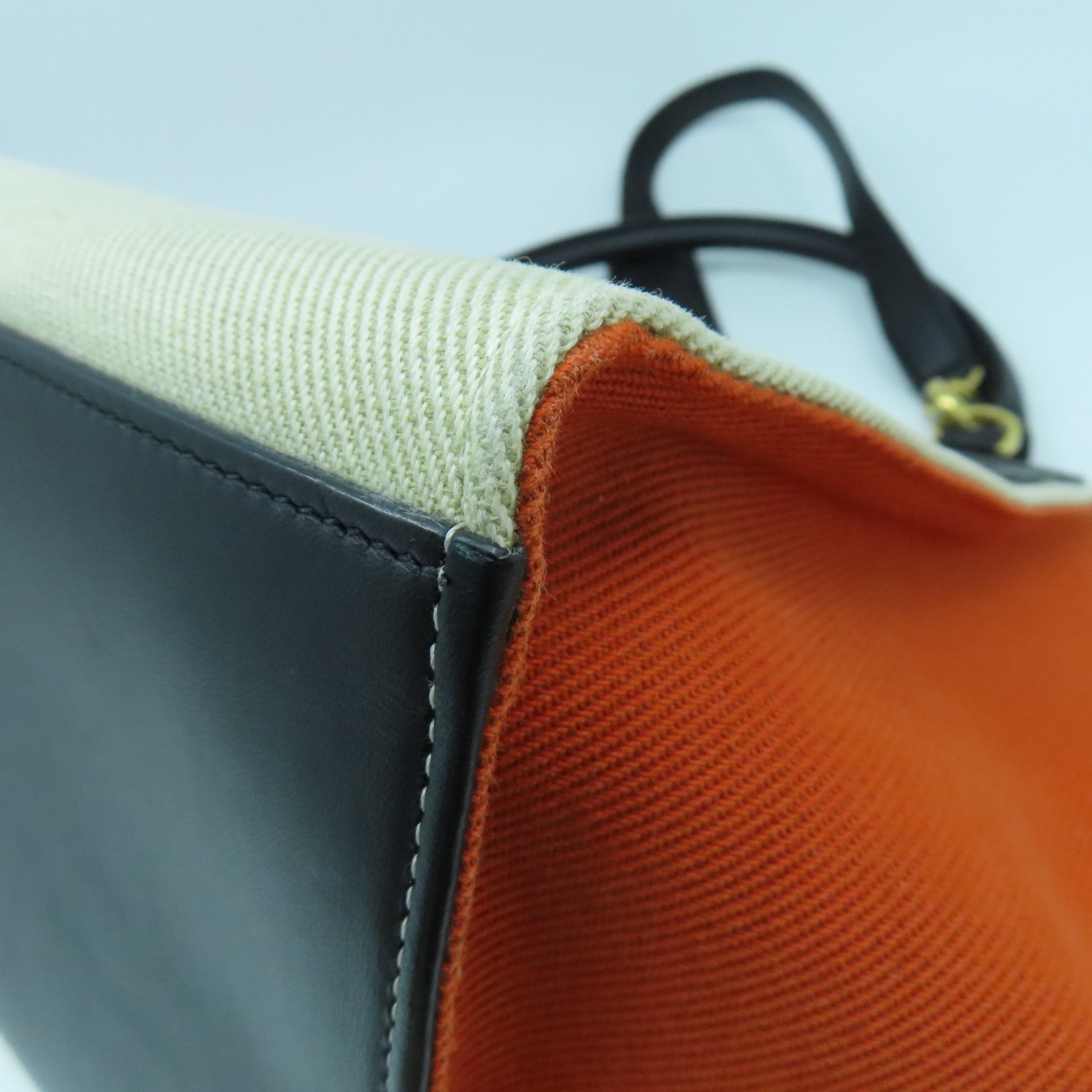 CELINE 帆布/牛皮皮革Trapeze Shoulder Bag金扣手挽肩背兩用袋黑色/橙色/白色