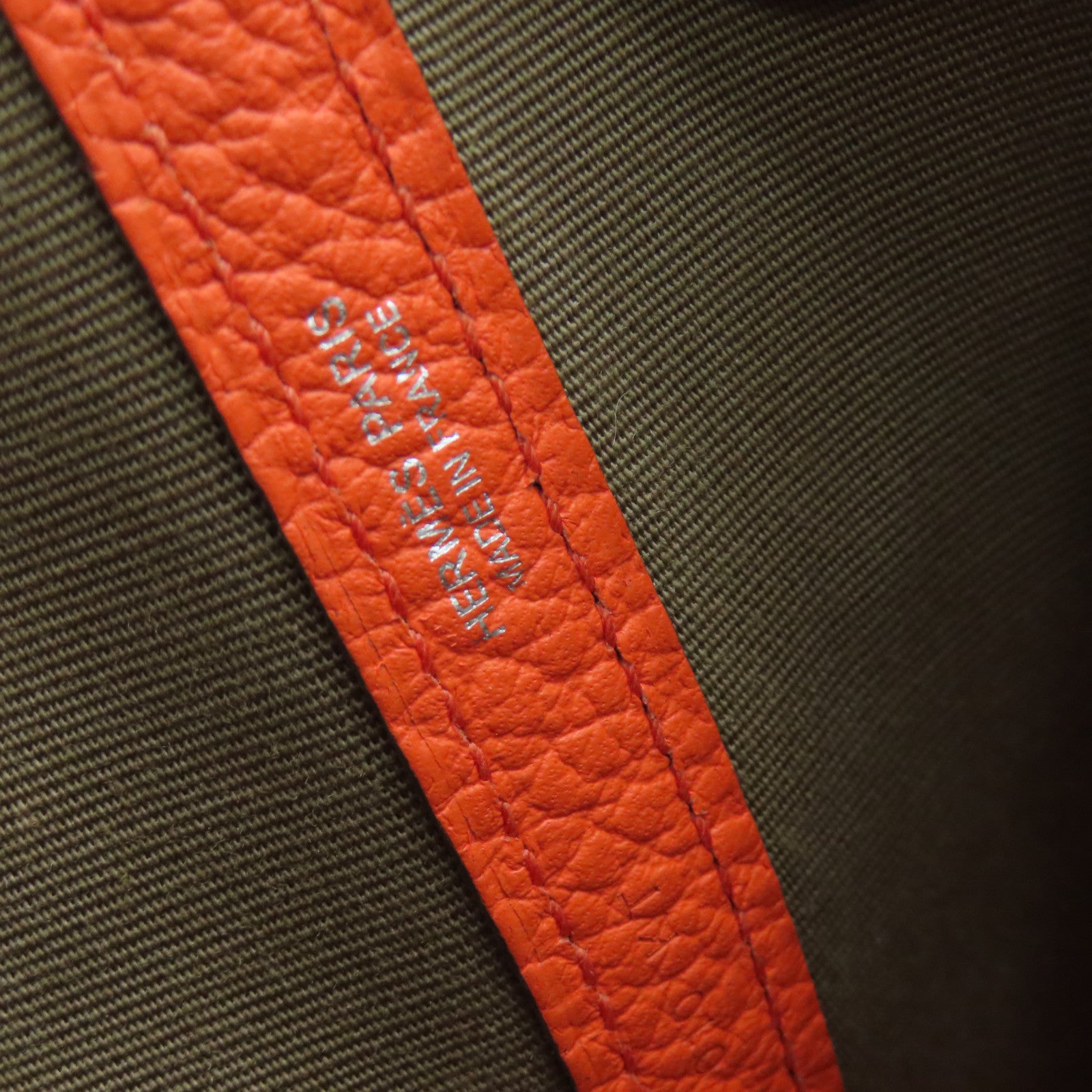 HERMES 帆布Garden Party TPM Tote Bag銀扣手挽袋啡色橙色