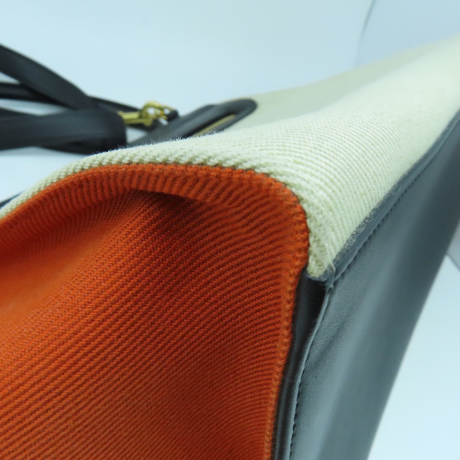 CELINE 帆布/牛皮皮革Trapeze Shoulder Bag金扣手挽肩背兩用袋黑色/橙色/白色