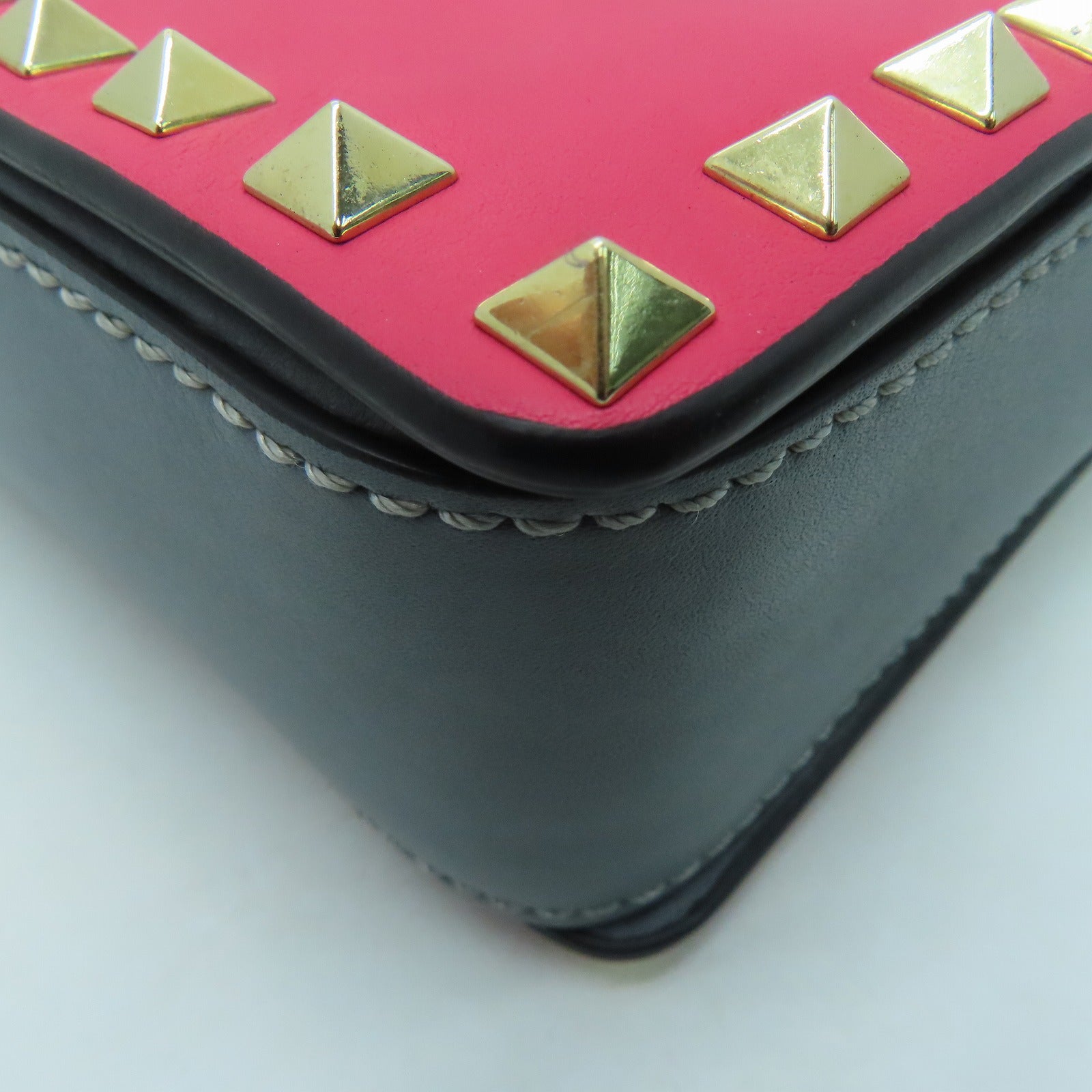 Valentino 牛皮皮革2 Way Shoulder Handbag金扣手挽肩背两用袋红色