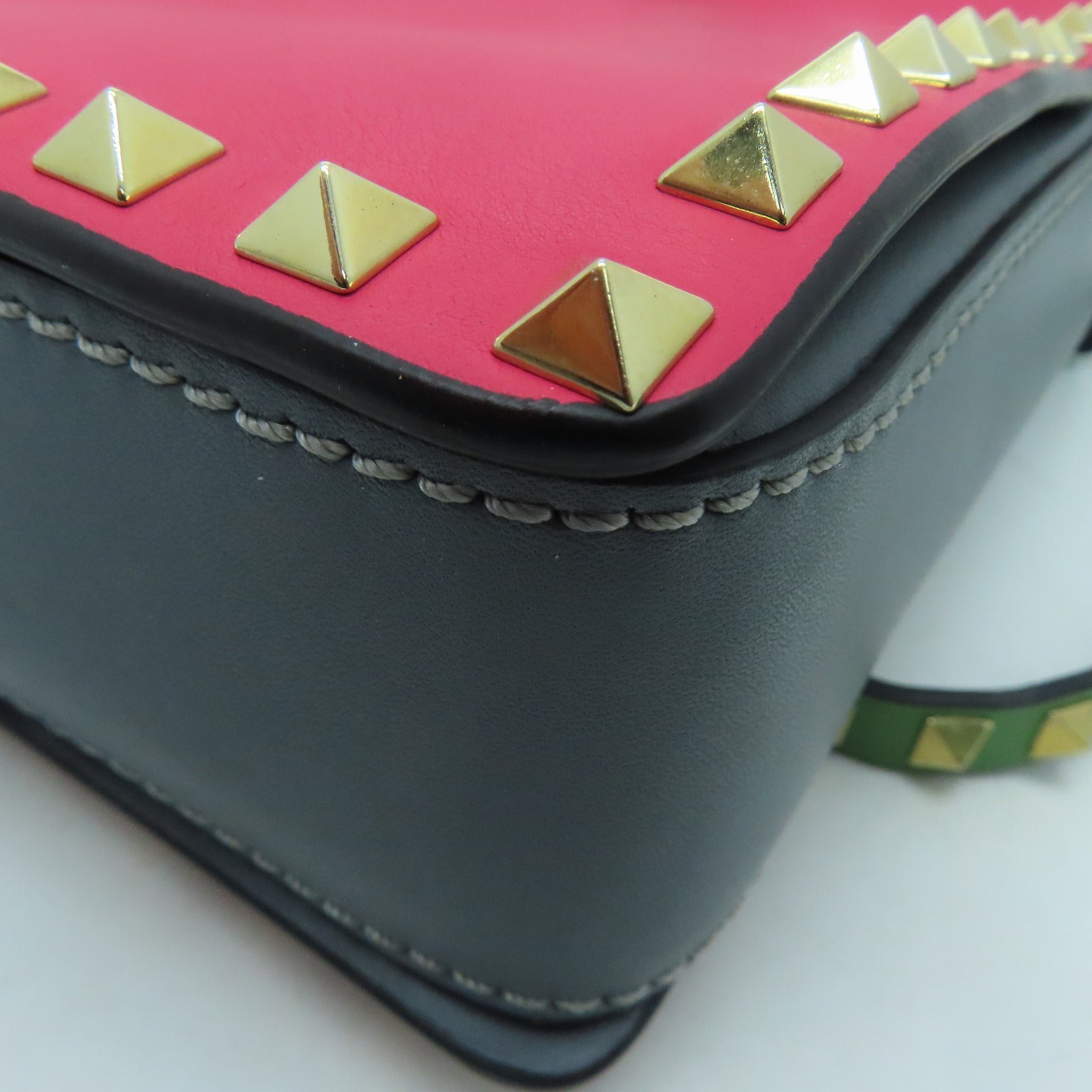 Valentino 牛皮皮革2 Way Shoulder Handbag金扣手挽肩背两用袋红色