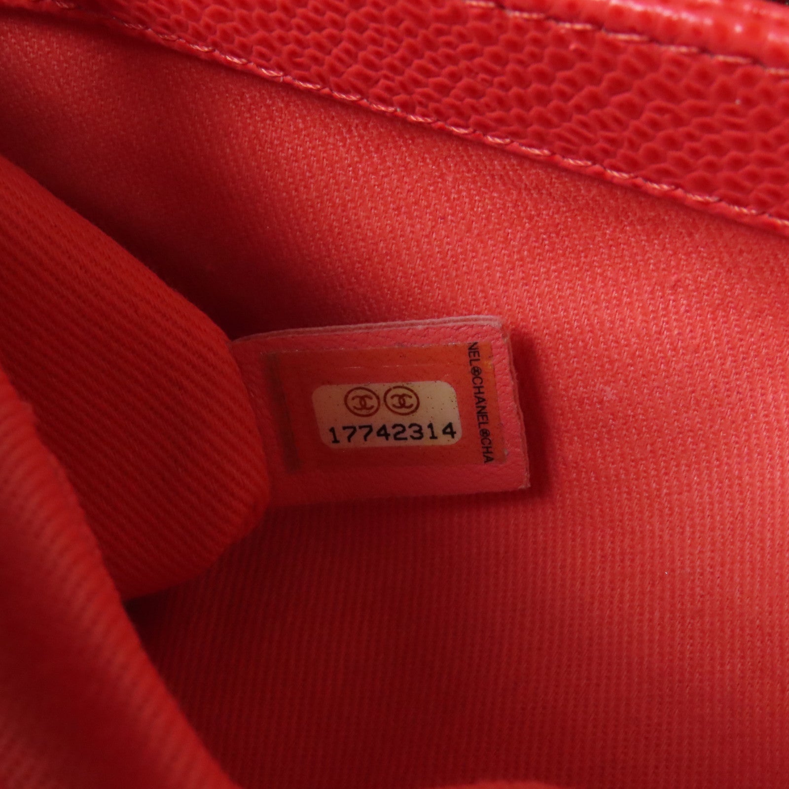 CHANEL 菱格牛皮皮革Shoulder Bag銀扣鏈帶肩背袋橙色/白色