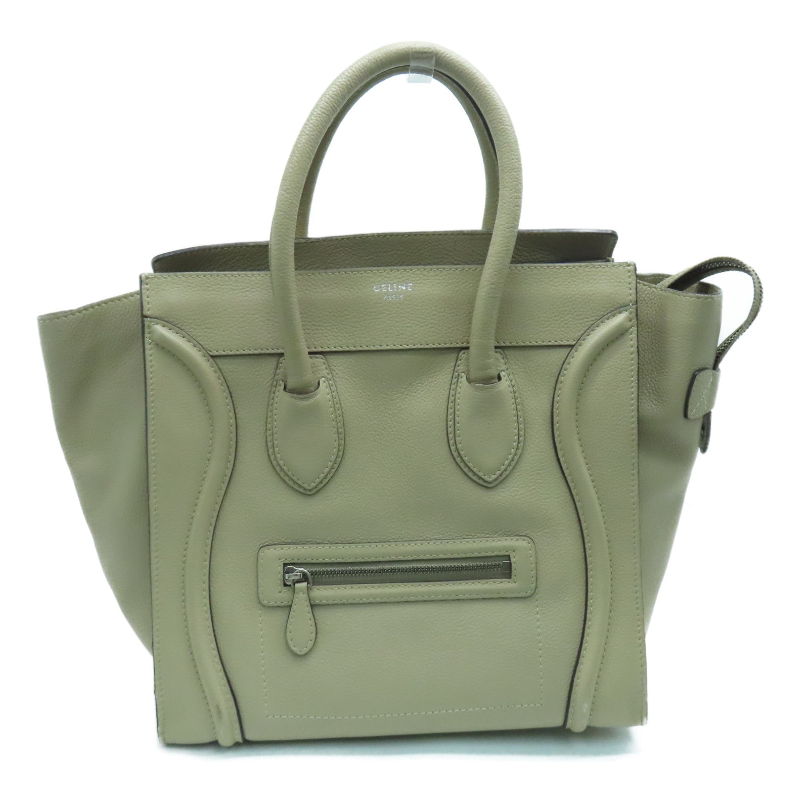 CELINE 【激減優惠】牛皮皮革Nano Hand Bag銀扣手挽袋杏色