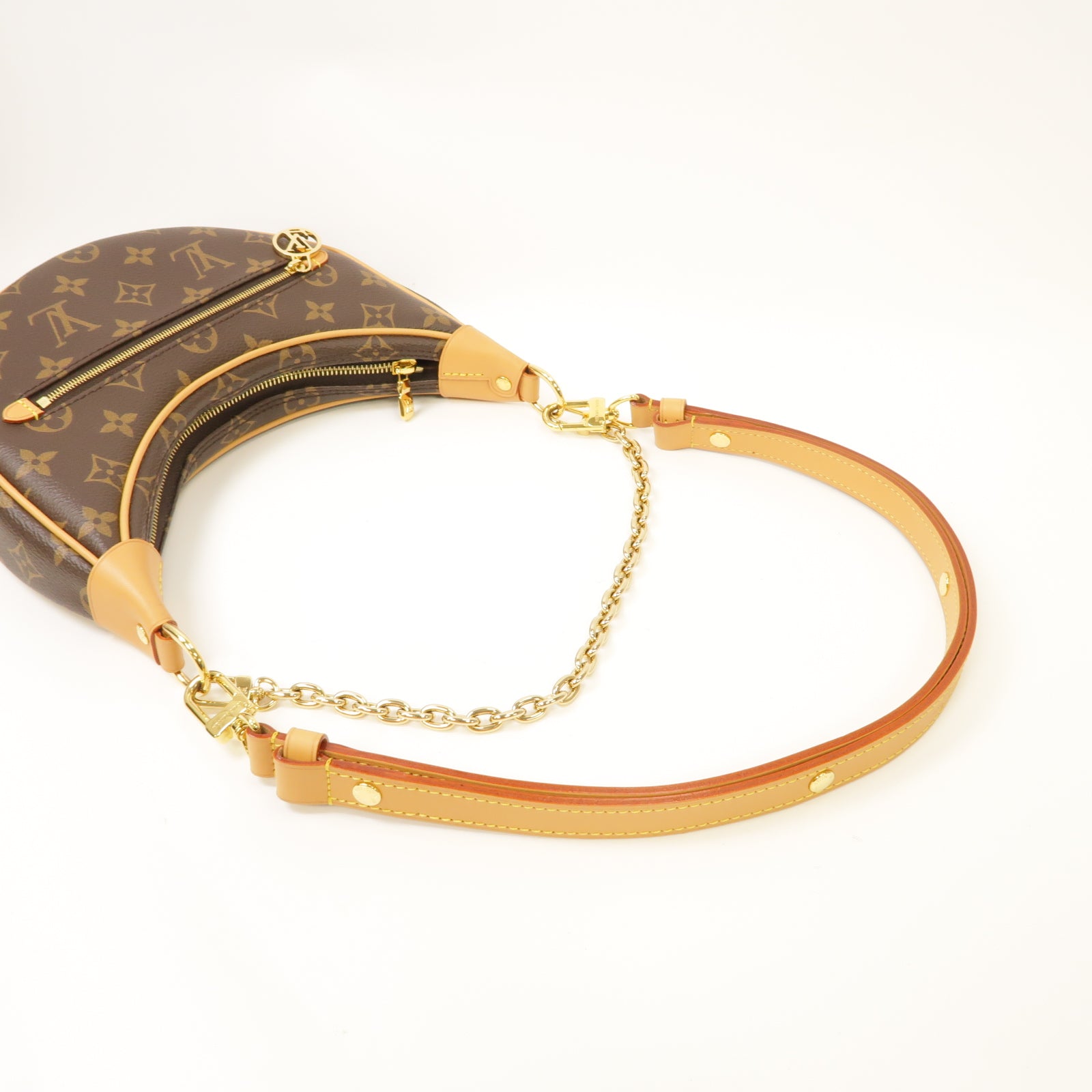 LOUIS VUITTON Monogram Loop金扣手挽肩背兩用袋棕色