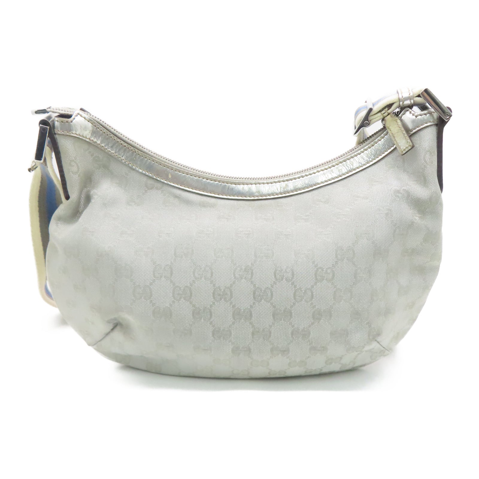 GUCCI 帆布Shoulder Bag银扣肩背袋银色