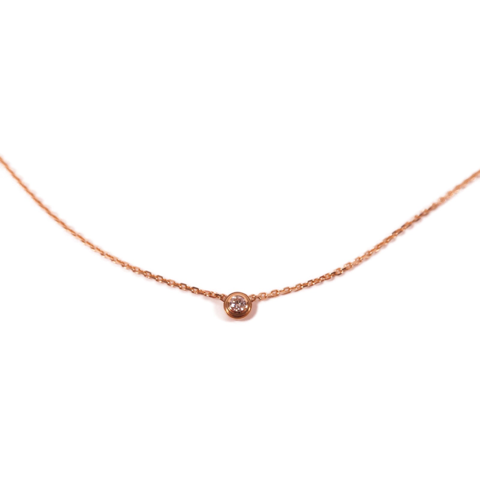 CARTIER 18K玫瑰金Diamond Necklace 0.04ct粉金色
