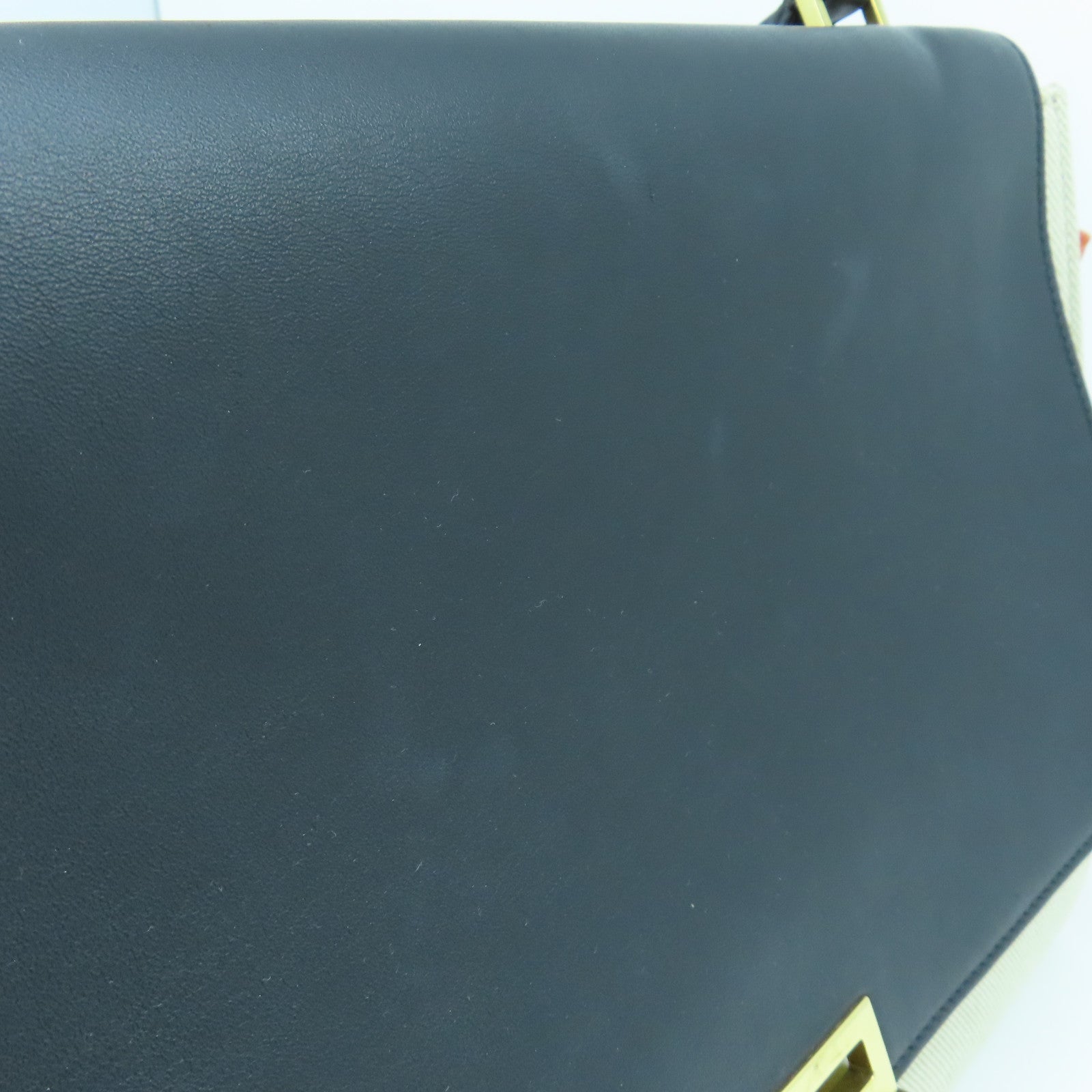 CELINE 帆布/牛皮皮革Trapeze Shoulder Bag金扣手挽肩背兩用袋黑色/橙色/白色