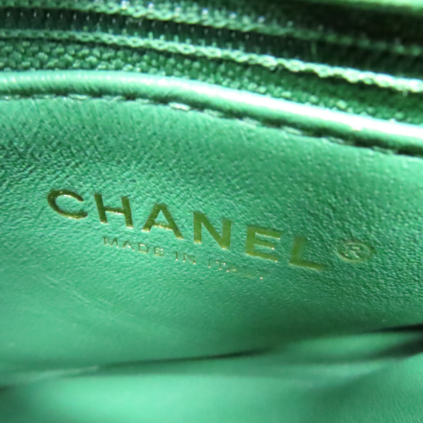 CHANEL 斜纹牛皮皮革CC Trendy金扣手挽肩背两用袋绿色