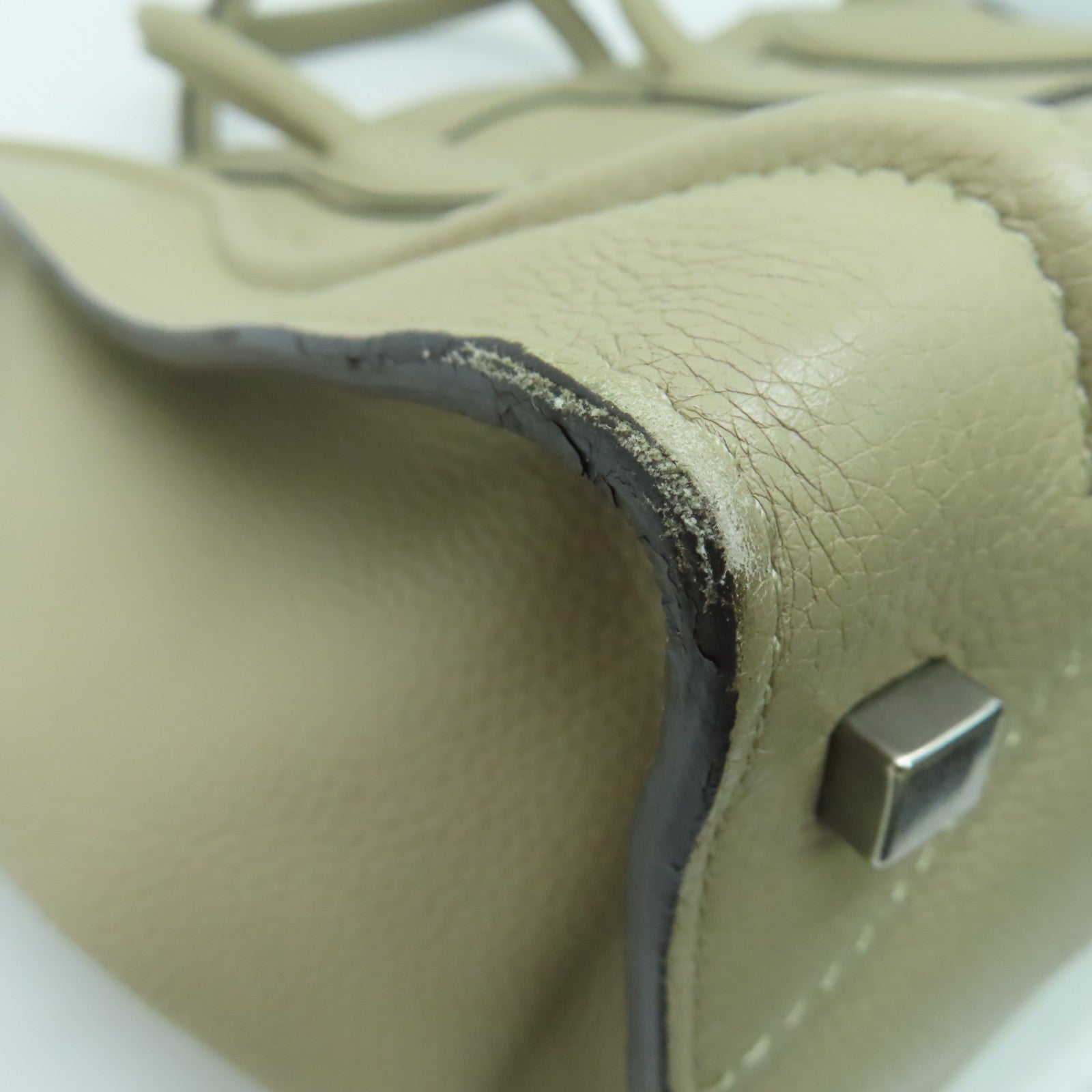 CELINE 【激減優惠】牛皮皮革Nano Hand Bag銀扣手挽袋杏色