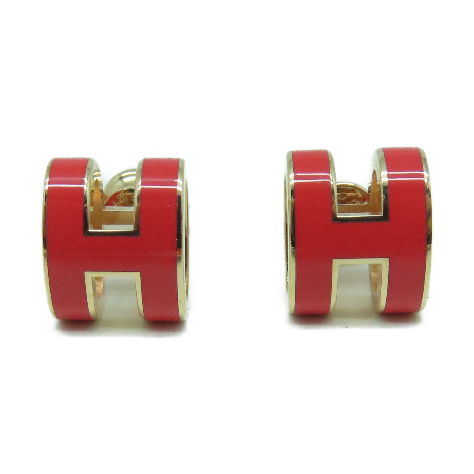 HERMES 金屬Pop H Earrings耳環金色/粉紅色
