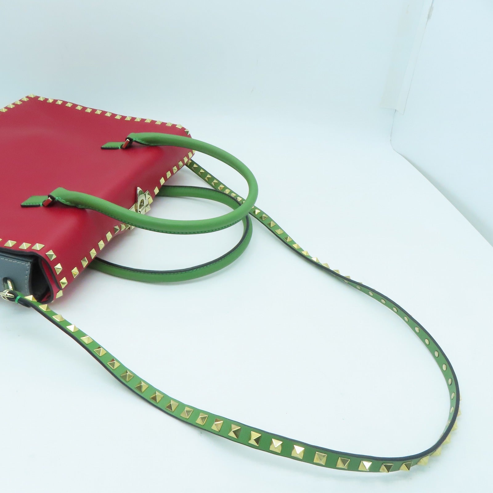 Valentino 牛皮皮革2 Way Shoulder Handbag金扣手挽肩背两用袋红色