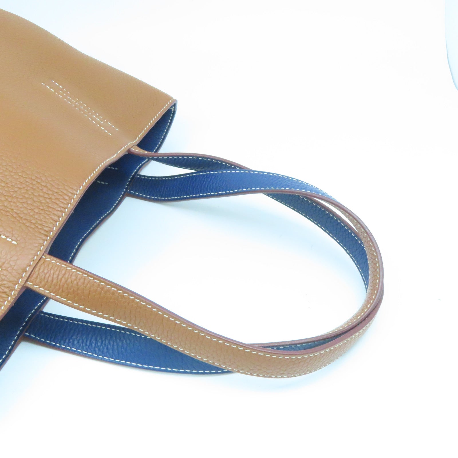 HERMES Clemence皮革Double Sens 36手挽袋Deep Bleu/Gold啡色/蓝色