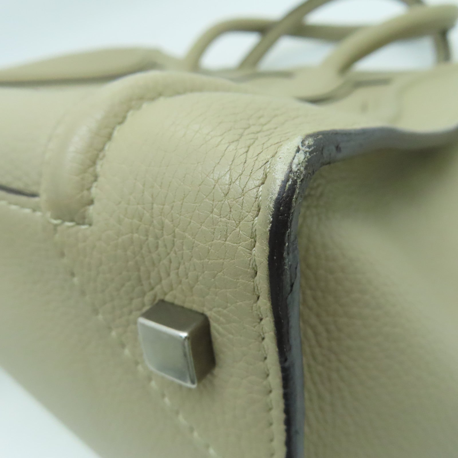 CELINE 【激減優惠】牛皮皮革Nano Hand Bag銀扣手挽袋杏色