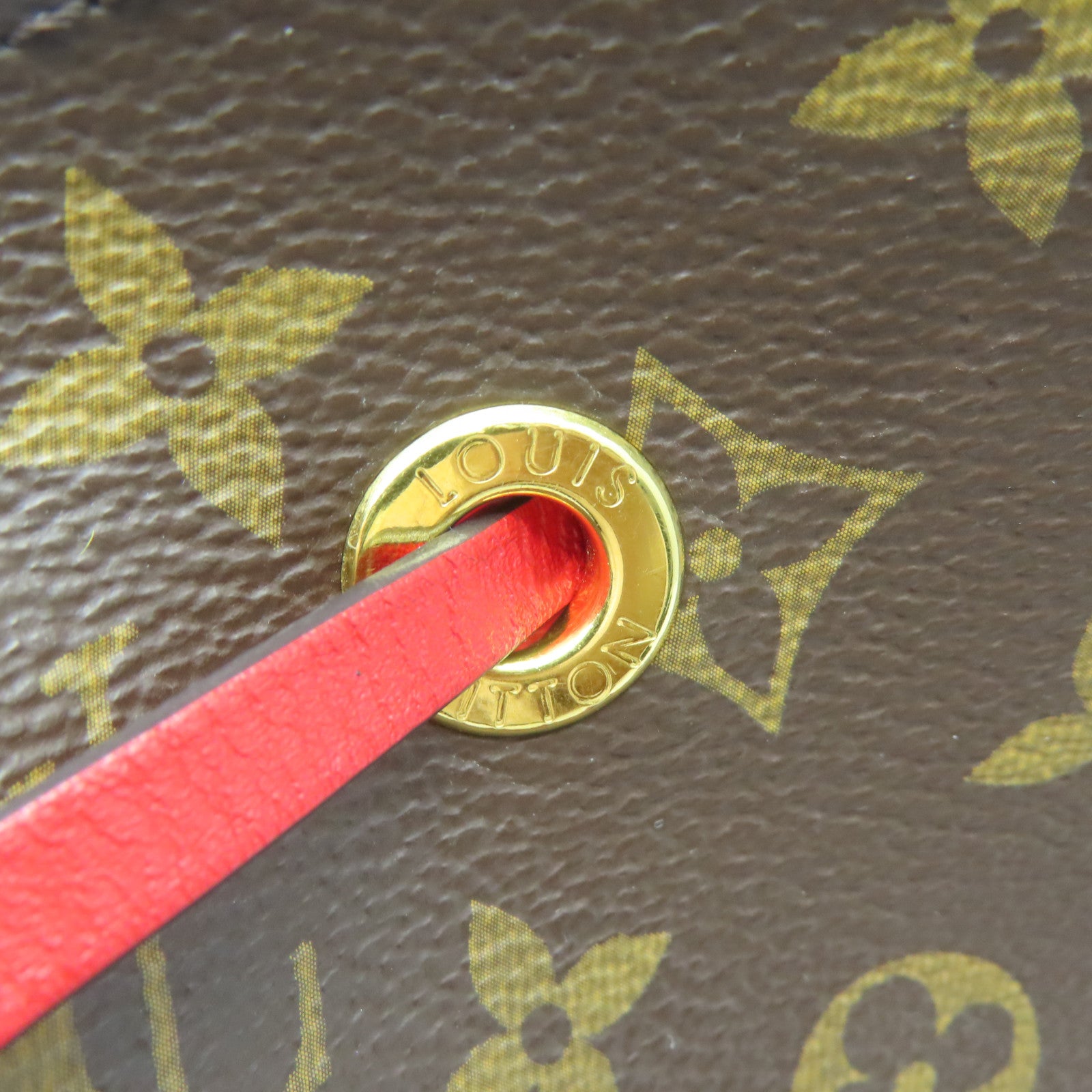 LOUIS VUITTON Monogram NeoNoe MM金扣肩背袋啡色/紅色