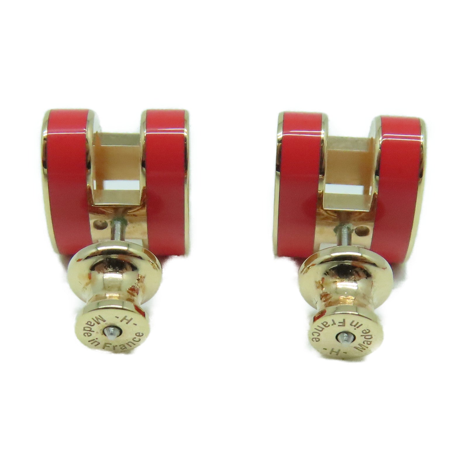 HERMES 金屬Pop H Earrings耳環金色/粉紅色