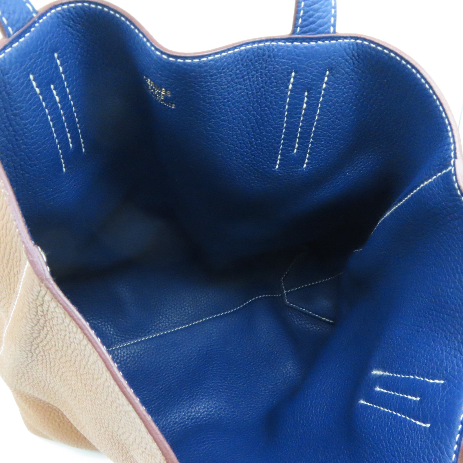 HERMES Clemence皮革Double Sens 36手挽袋Deep Bleu/Gold啡色/蓝色