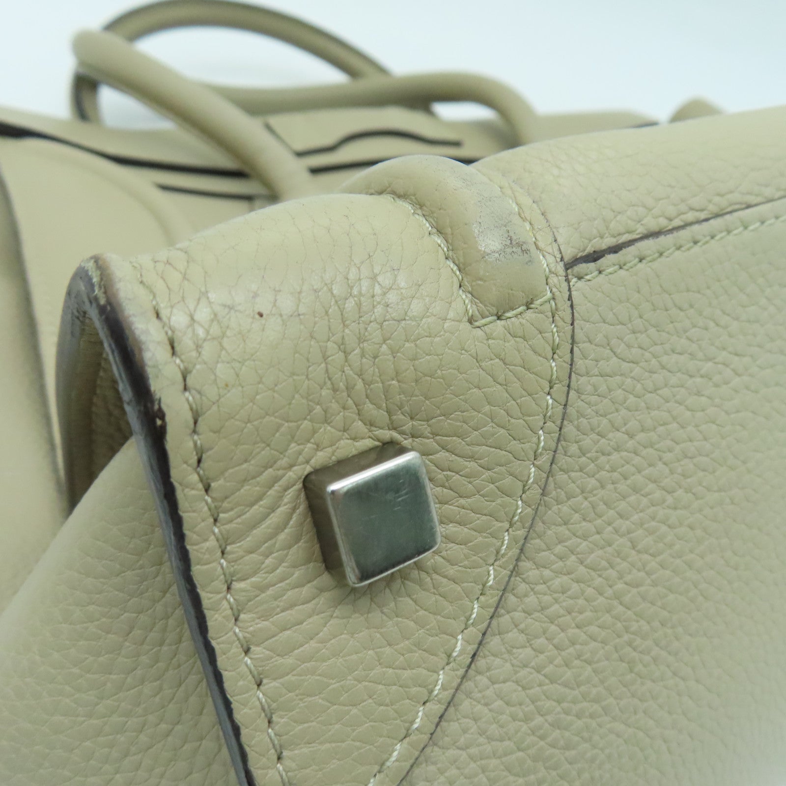 CELINE 【激減優惠】牛皮皮革Nano Hand Bag銀扣手挽袋杏色
