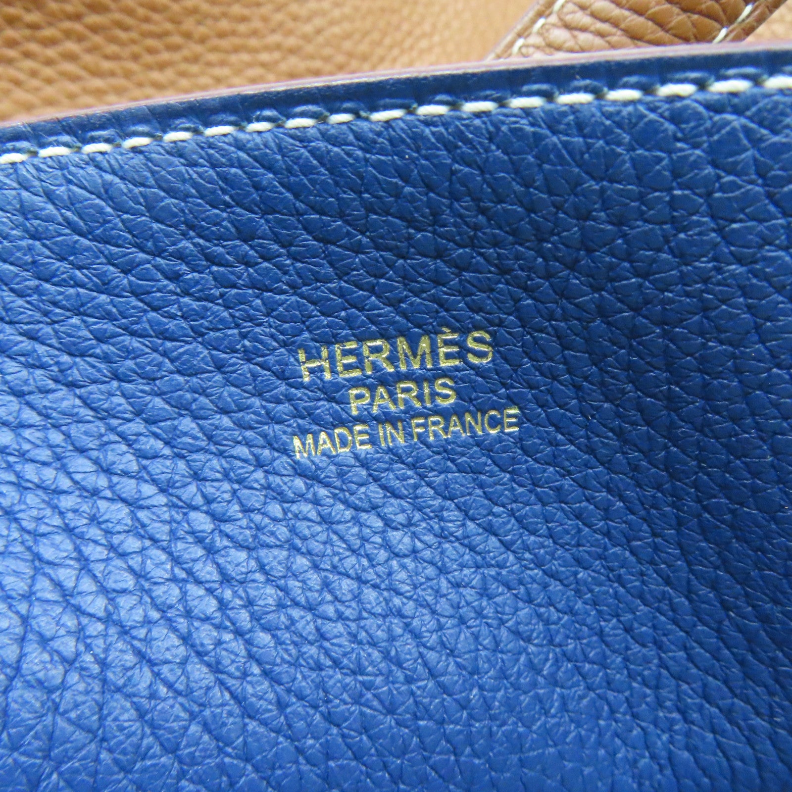 HERMES Clemence皮革Double Sens 36手挽袋Deep Bleu/Gold啡色/蓝色