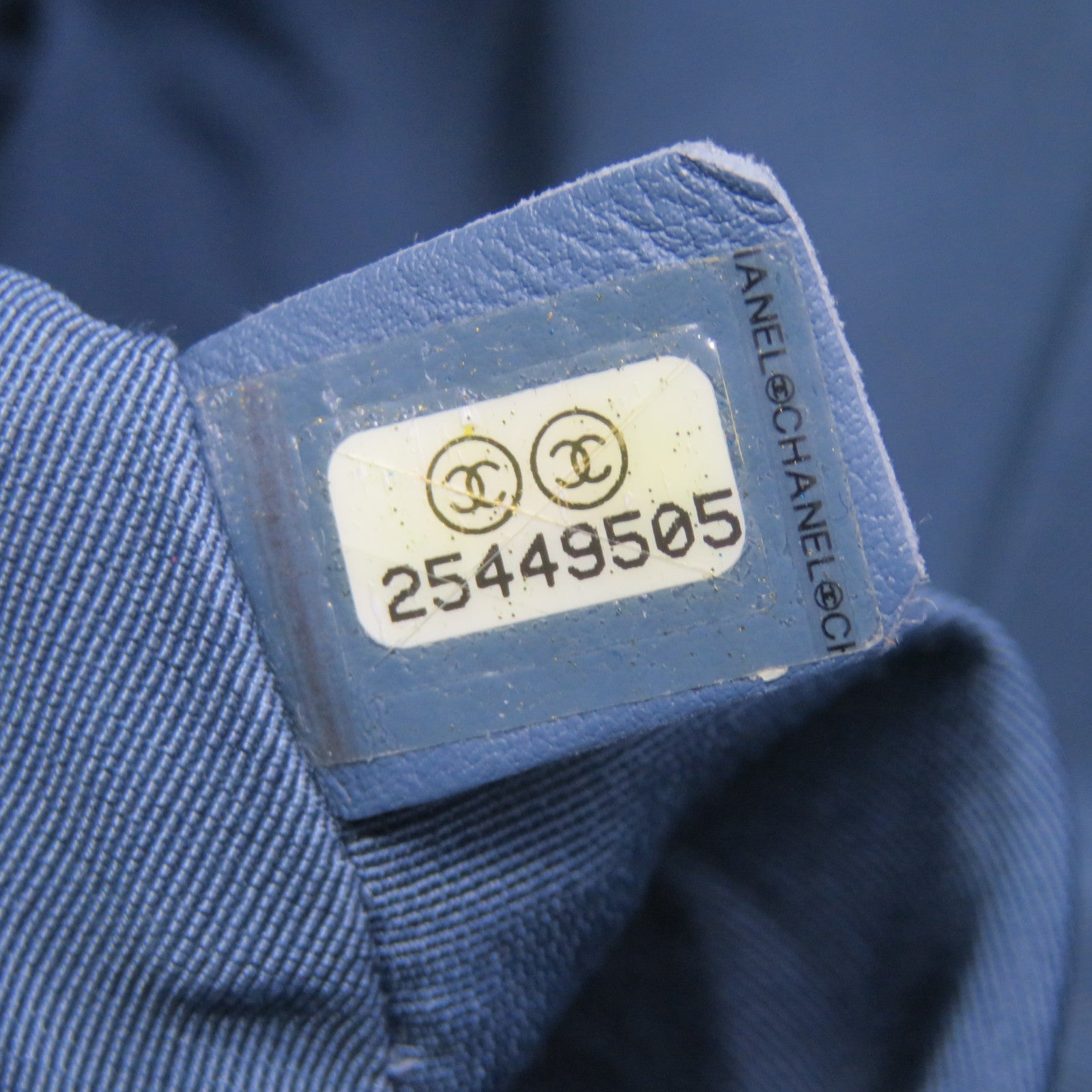 CHANEL 斜紋羊皮皮革Backpack銀扣背包藍色