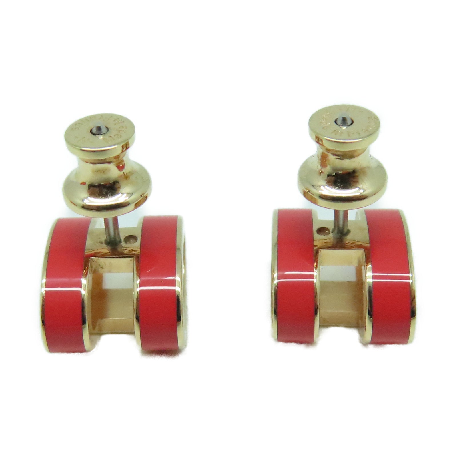 HERMES 金屬Pop H Earrings耳環金色/粉紅色