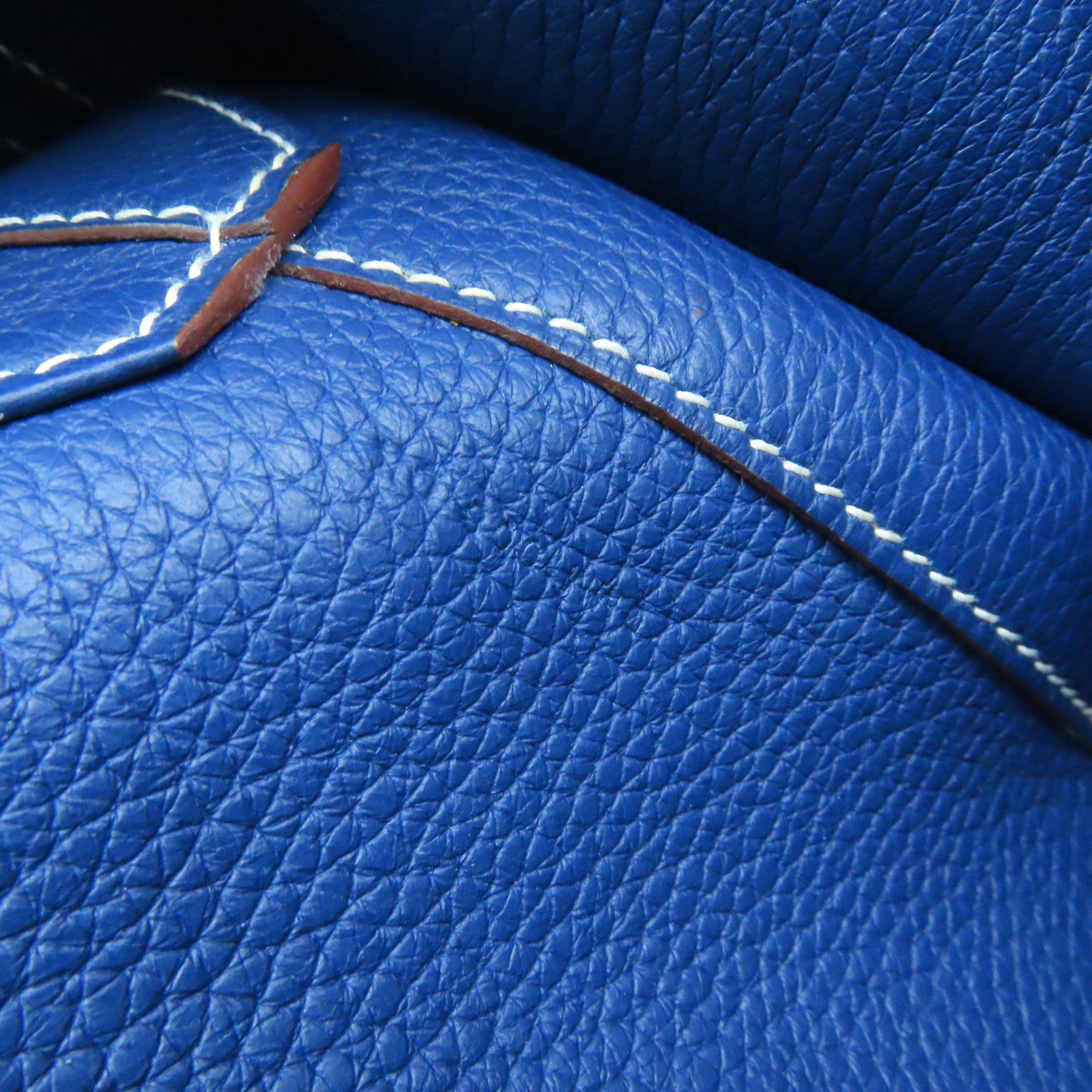 HERMES Clemence皮革Double Sens 36手挽袋Deep Bleu/Gold啡色/蓝色