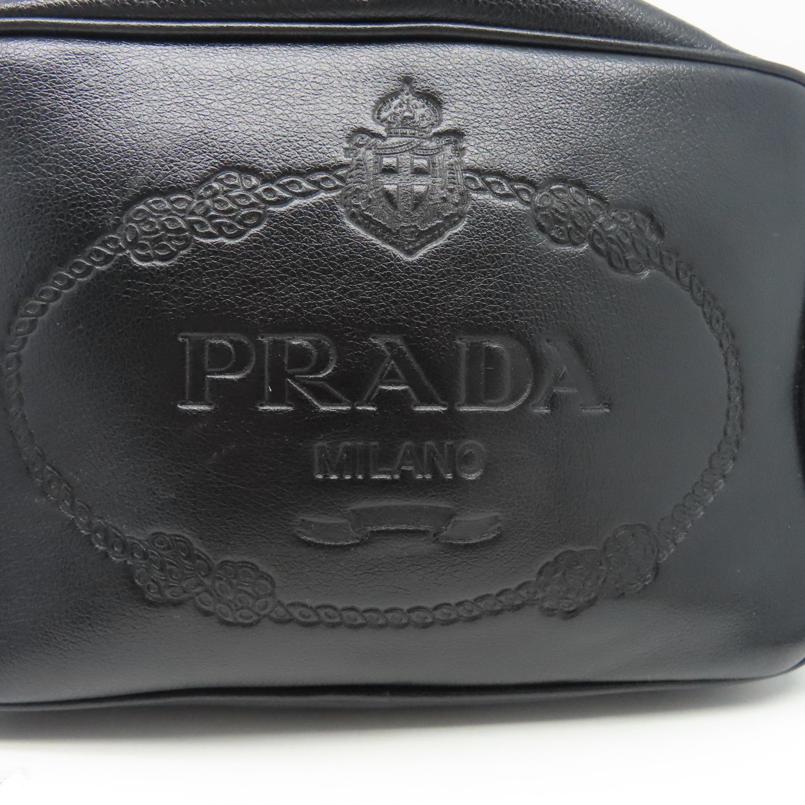 PRADA 牛皮皮革Shoulder Bag金扣肩背袋黑色