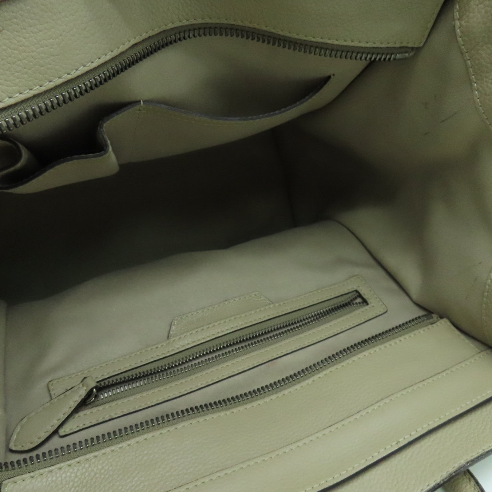 CELINE 【激減優惠】牛皮皮革Nano Hand Bag銀扣手挽袋杏色