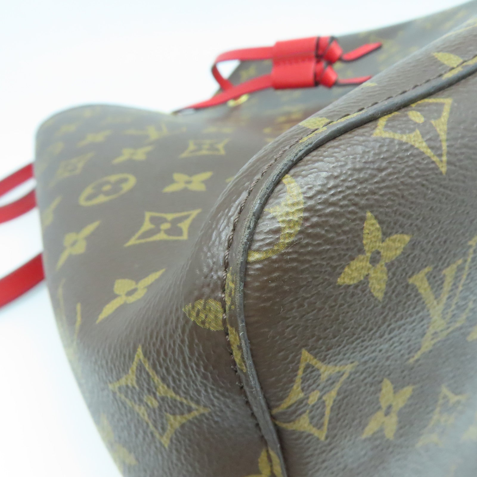 LOUIS VUITTON Monogram NeoNoe MM金扣肩背袋啡色/紅色