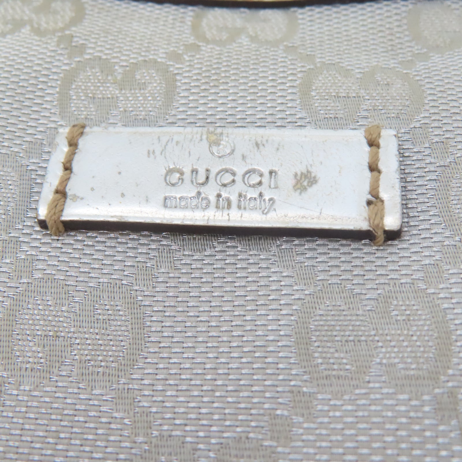 GUCCI 帆布Shoulder Bag银扣肩背袋银色