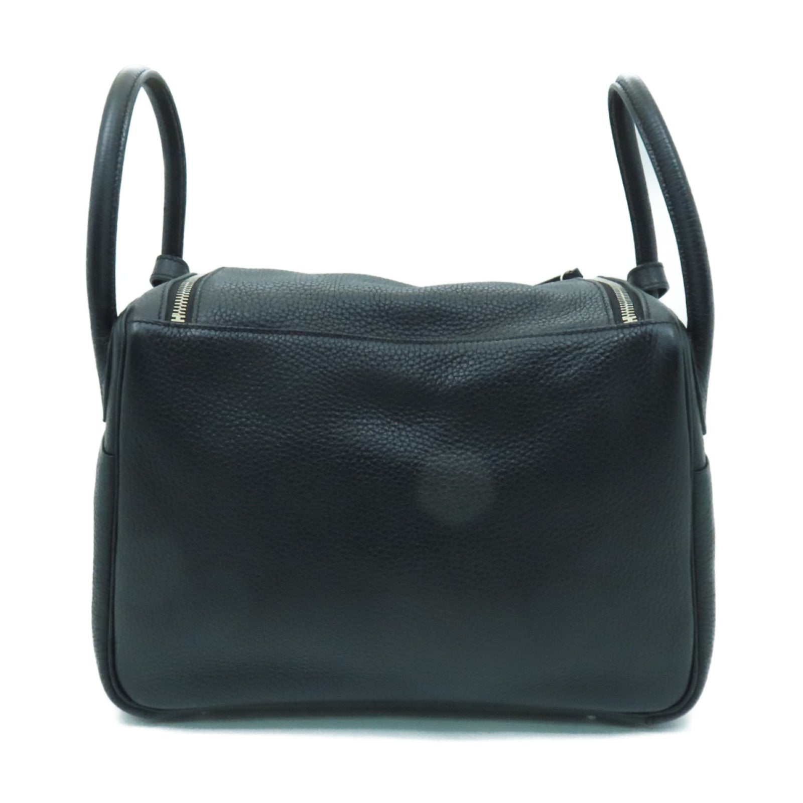 HERMES Clemence皮革Lindy 30銀扣手挽肩背兩用袋Noir黒色