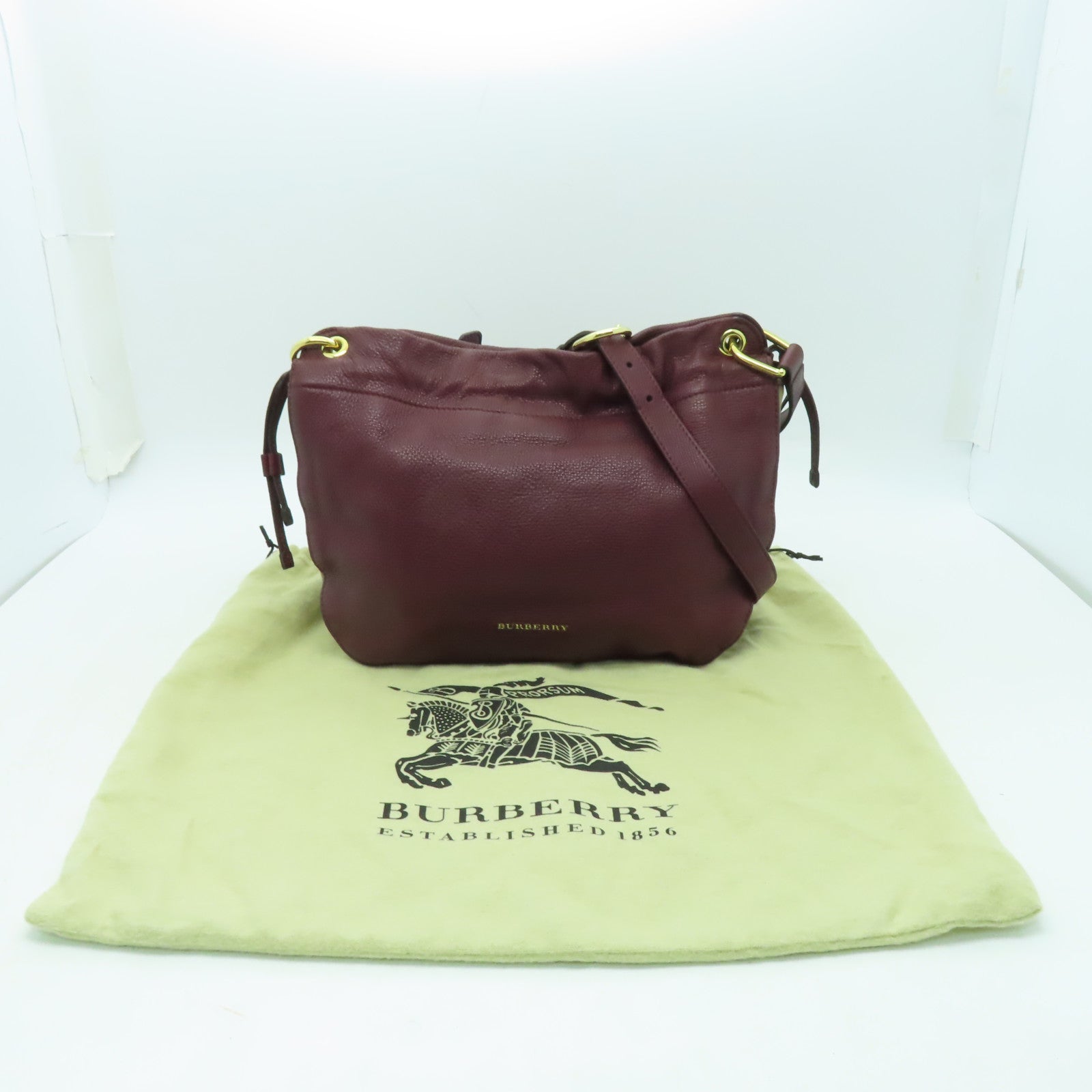 BURBERRY 牛皮皮革Shoulder Bag金扣肩背袋深紅色