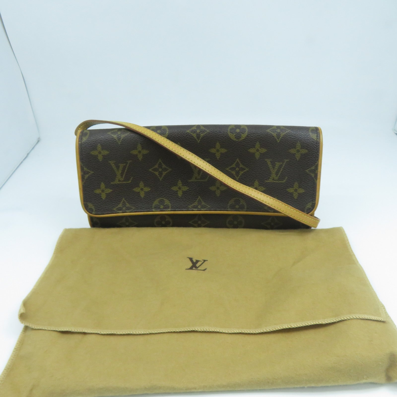 LOUIS VUITTON Monogram Pochette Twin GM金扣肩背袋啡色