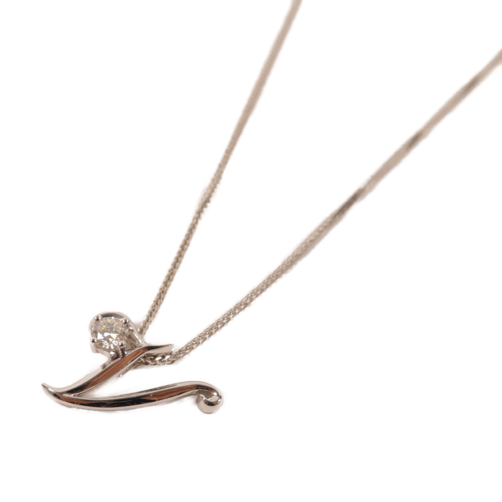 JEWELRY 18K白金Diamond Necklace 0.25ct鑽石項鍊銀色
