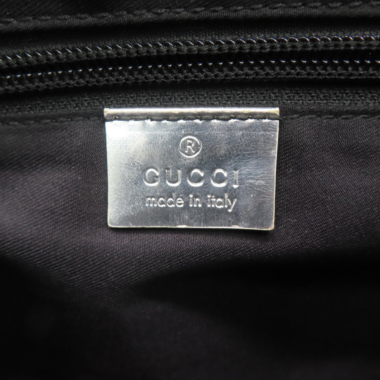 GUCCI 帆布Shoulder Bag银扣肩背袋银色