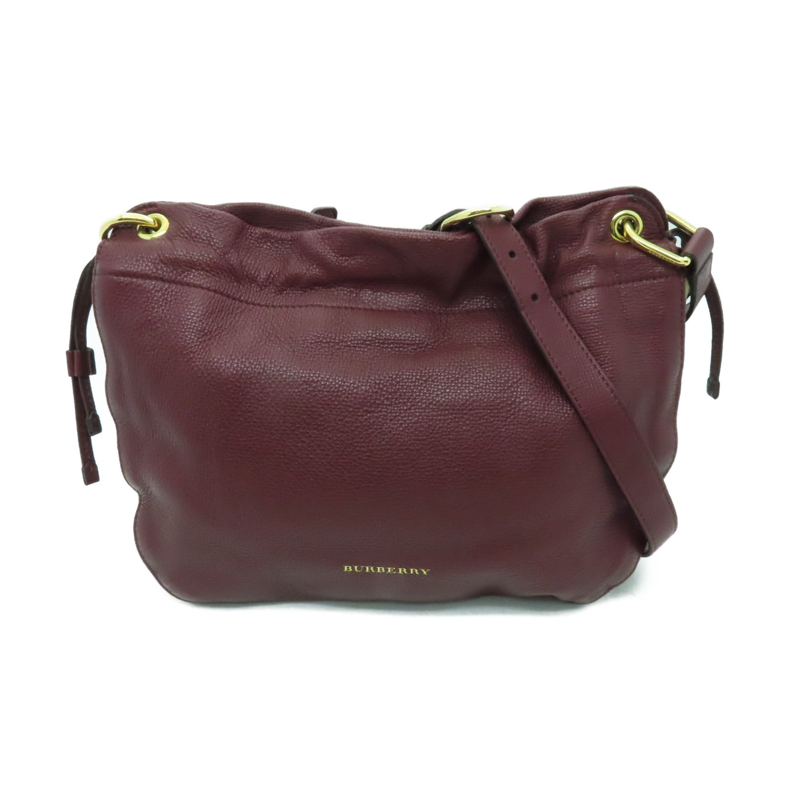 BURBERRY 牛皮皮革Shoulder Bag金扣肩背袋深紅色