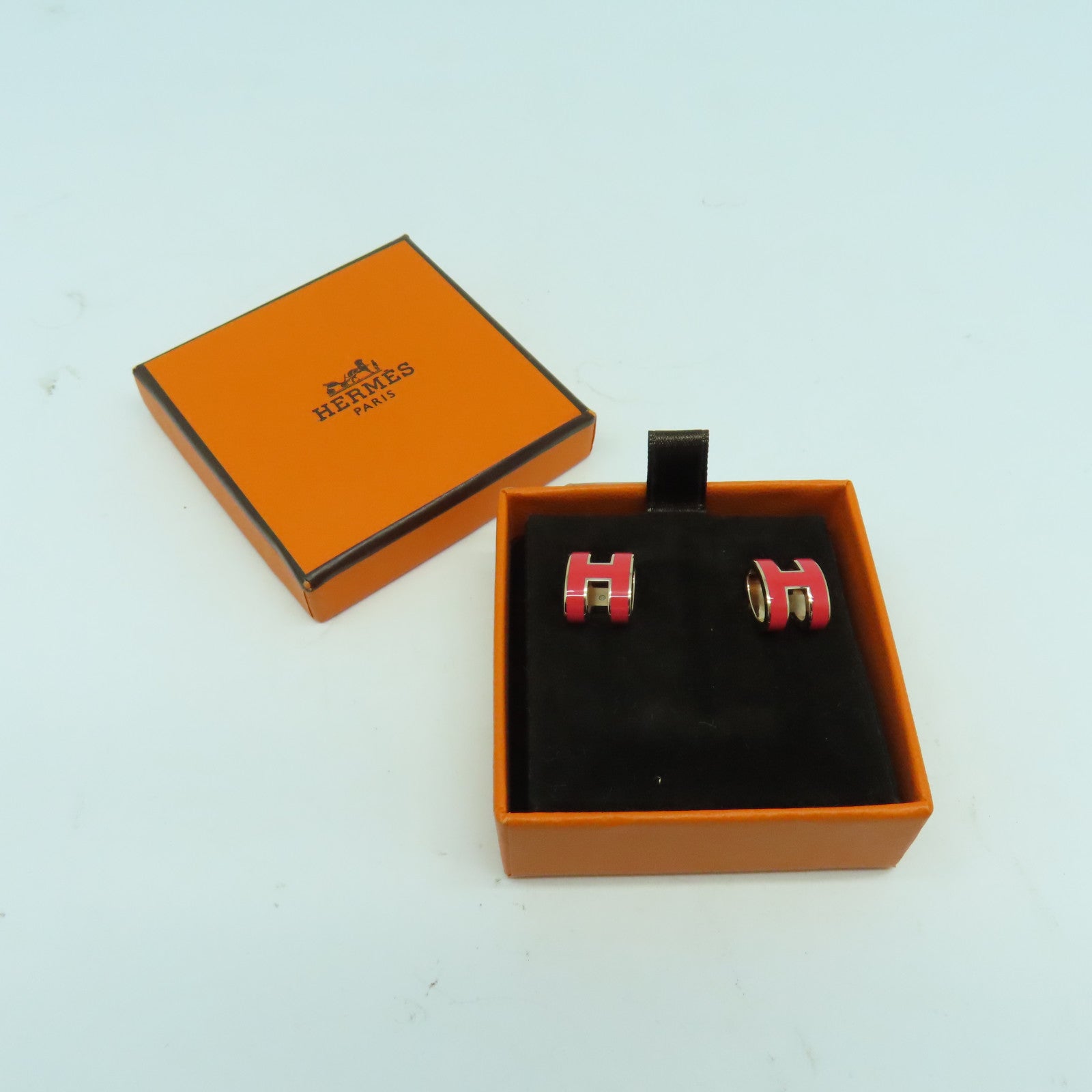 HERMES 金屬Pop H Earrings耳環金色/粉紅色