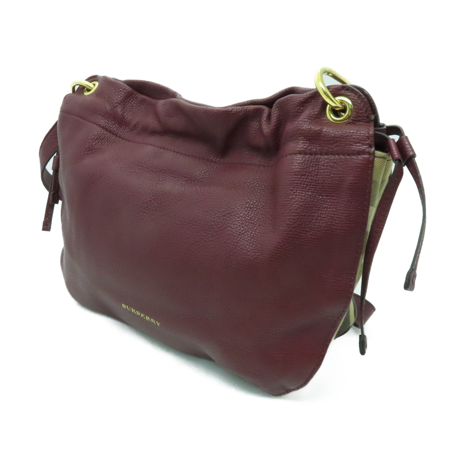 BURBERRY 牛皮皮革Shoulder Bag金扣肩背袋深紅色