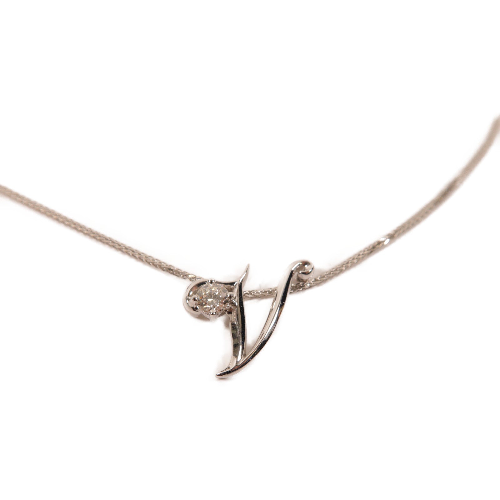 JEWELRY 18K白金Diamond Necklace 0.25ct鑽石項鍊銀色