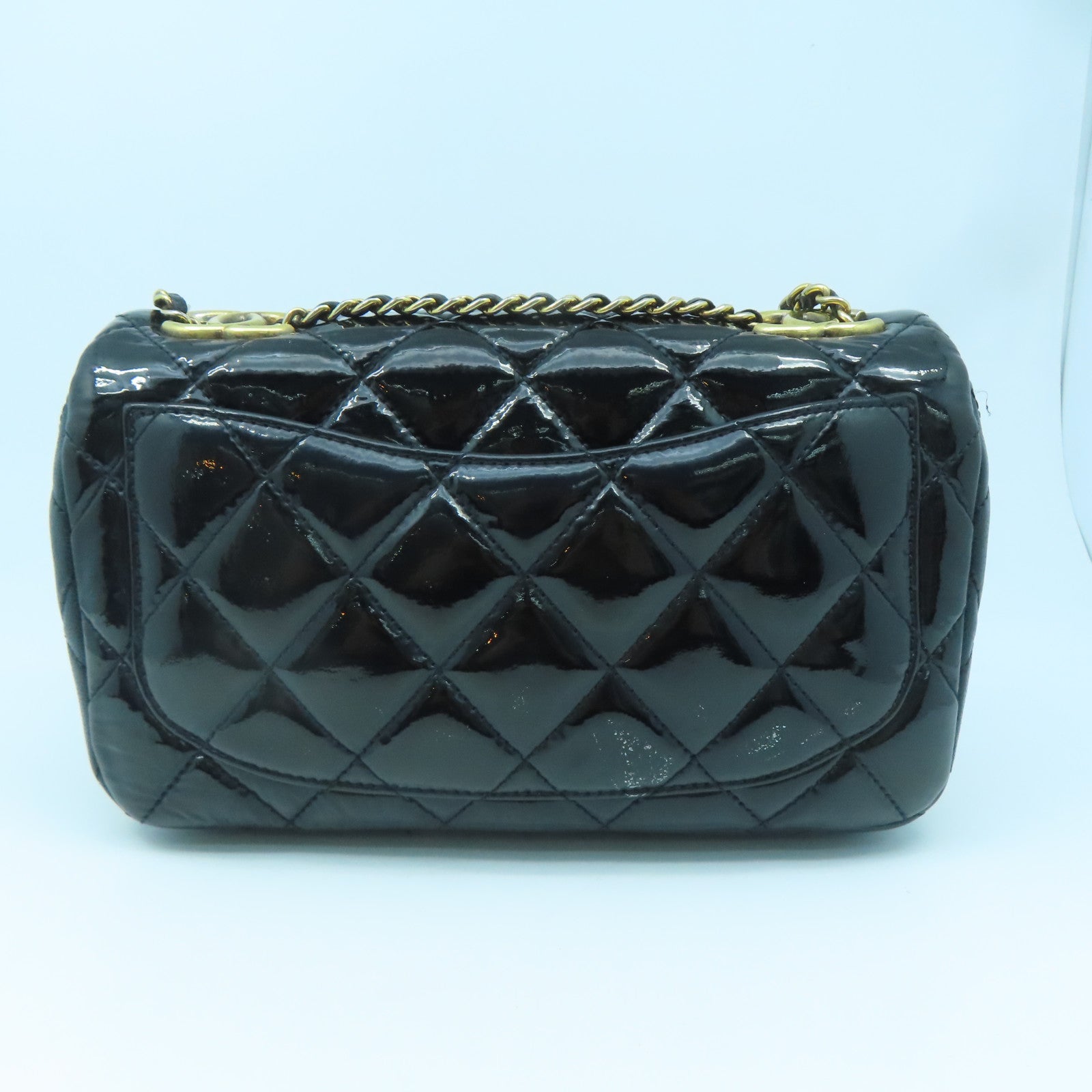 CHANEL rhombic cowhide leather Chain Shoulder gold buckle chain shoulder bag black