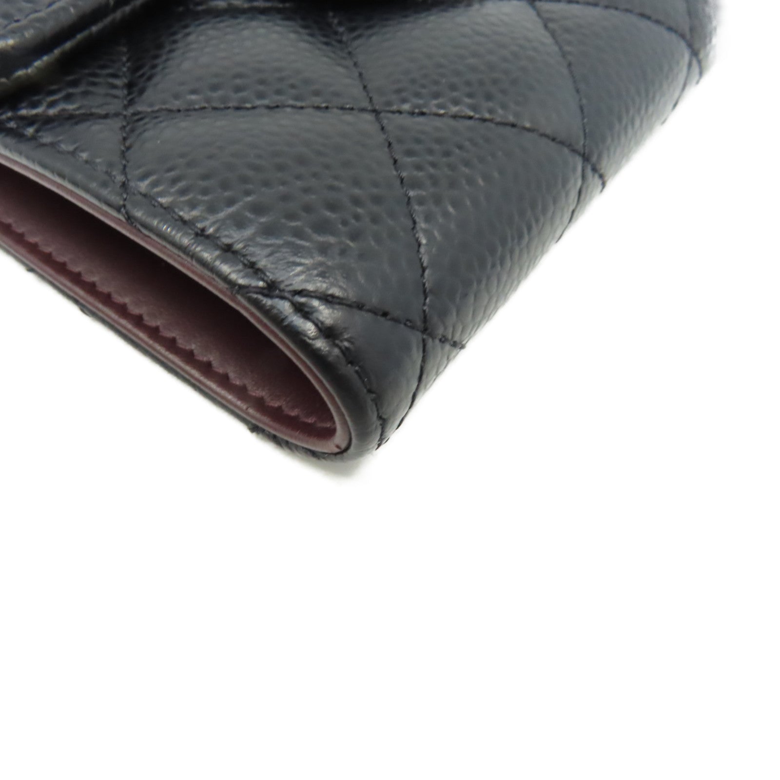 CHANEL 菱格Caviar皮革Classic Small Flap Wallet銀扣錢包黑色