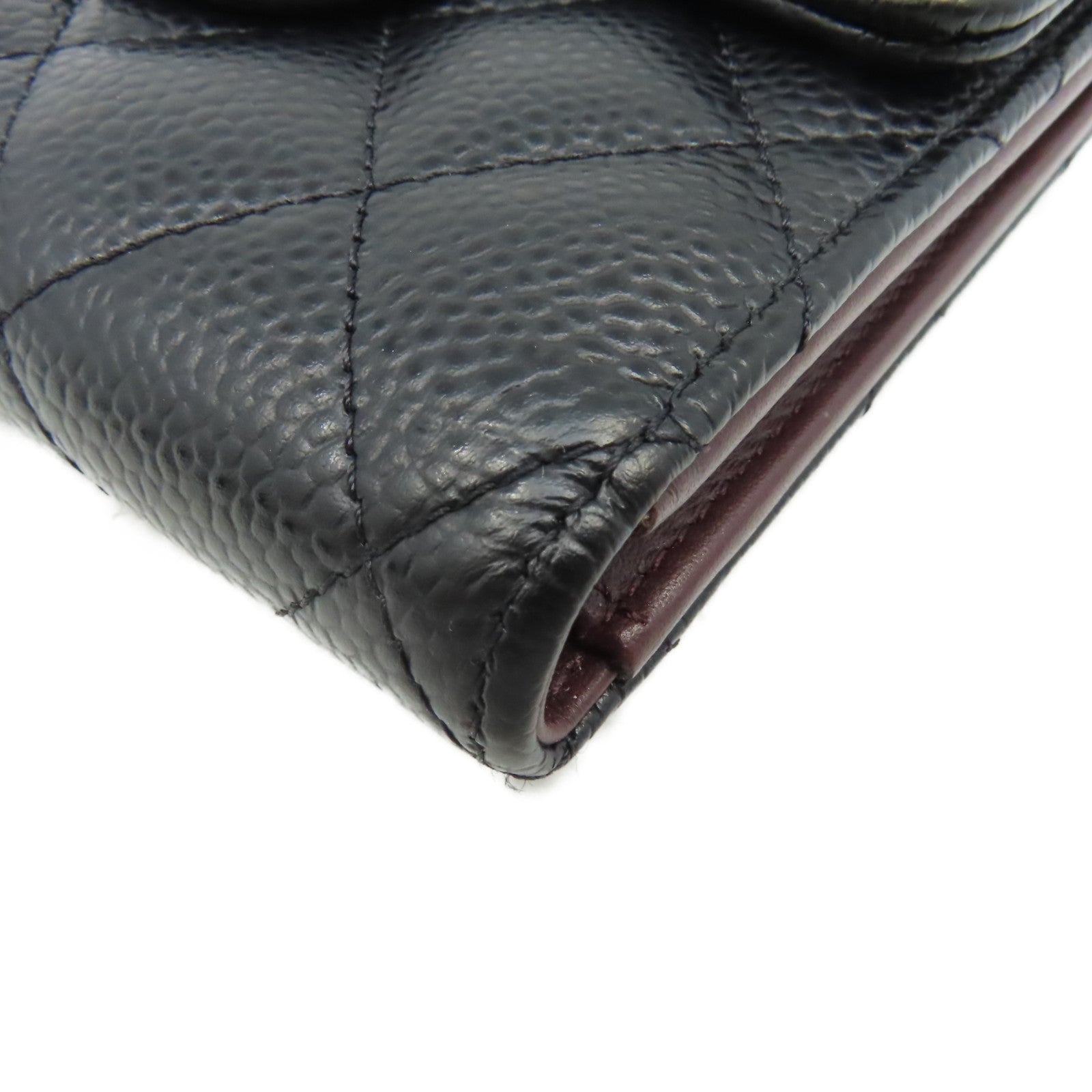 CHANEL 菱格Caviar皮革Classic Small Flap Wallet銀扣錢包黑色
